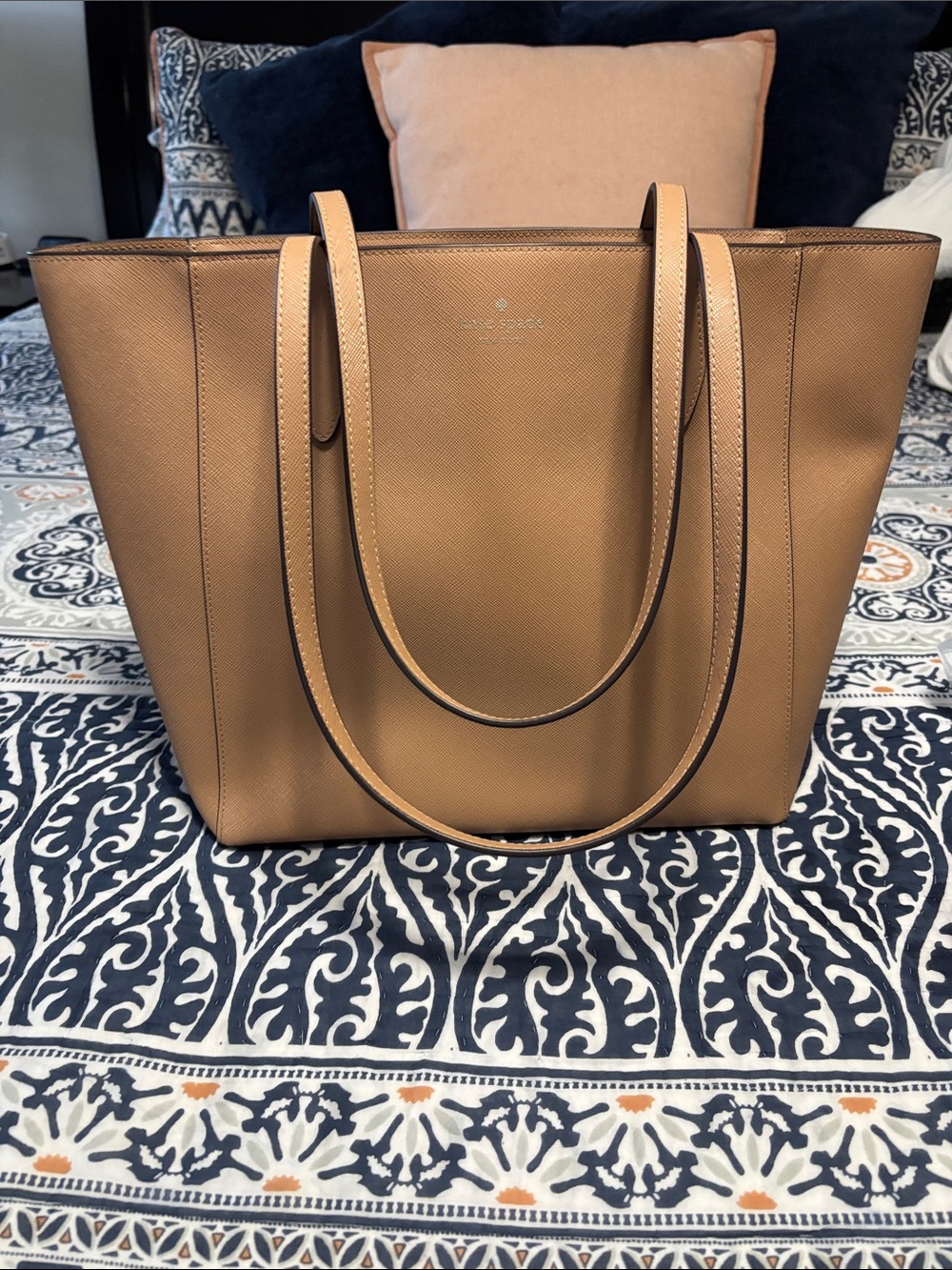 kate spade tan leather structured tote